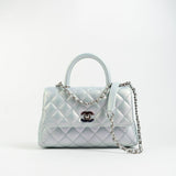 CHANEL Handbag 21K Iridescent Blue Caviar Quilted Coco Handle Small -Knockoff
