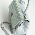 CHANEL Handbag 21K Iridescent Blue Caviar Quilted Coco Handle Small -Knockoff
