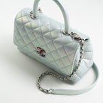 CHANEL Handbag 21K Iridescent Blue Caviar Quilted Coco Handle Small -Knockoff
