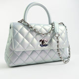 CHANEL Handbag 21K Iridescent Blue Caviar Quilted Coco Handle Small -Knockoff
