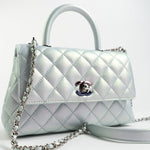 CHANEL Handbag 21K Iridescent Blue Caviar Quilted Coco Handle Small -Knockoff
