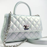 CHANEL Handbag 21K Iridescent Blue Caviar Quilted Coco Handle Small -Knockoff
