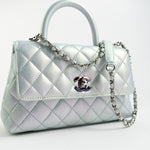 CHANEL Handbag 21K Iridescent Blue Caviar Quilted Coco Handle Small -Knockoff
