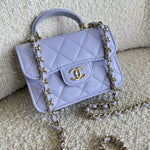 CHANEL Handbag 21K Lavender Lambskin Quilted Micro Coin Purse with Chain LGHW -Knockoff
