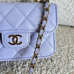 CHANEL Handbag 21K Lavender Lambskin Quilted Micro Coin Purse with Chain LGHW -Knockoff
