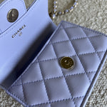 CHANEL Handbag 21K Lavender Lambskin Quilted Micro Coin Purse with Chain LGHW -Knockoff
