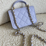 CHANEL Handbag 21K Lavender Lambskin Quilted Micro Coin Purse with Chain LGHW -Knockoff
