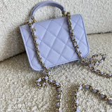 CHANEL Handbag 21K Lavender Lambskin Quilted Micro Coin Purse with Chain LGHW -Knockoff
