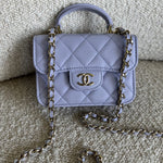 CHANEL Handbag 21K Lavender Lambskin Quilted Micro Coin Purse with Chain LGHW -Knockoff
