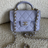 CHANEL Handbag 21K Lavender Lambskin Quilted Micro Coin Purse with Chain LGHW -Knockoff
