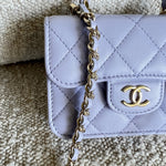 CHANEL Handbag 21K Lavender Lambskin Quilted Micro Coin Purse with Chain LGHW -Knockoff
