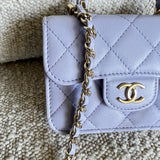 CHANEL Handbag 21K Lavender Lambskin Quilted Micro Coin Purse with Chain LGHW -Knockoff
