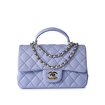 CHANEL Handbag 21k Lavender/ Light Purple Lambskin Quilted Mini Top Handle Light Gold Hardware -Knockoff
