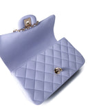 CHANEL Handbag 21k Lavender/ Light Purple Lambskin Quilted Mini Top Handle Light Gold Hardware -Knockoff
