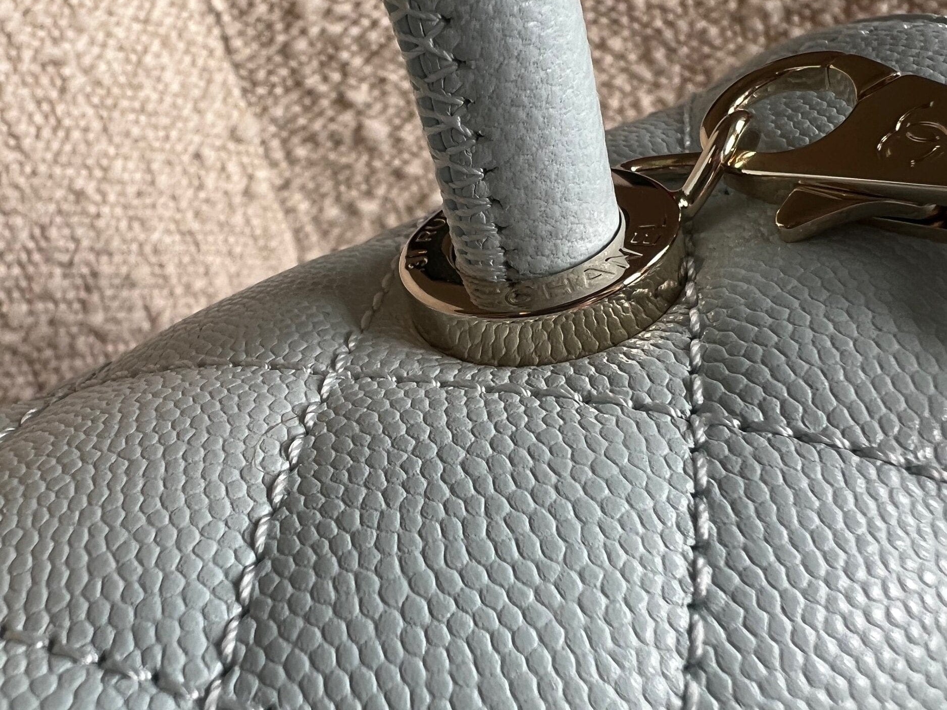 CHANEL Handbag 21K Light Blue Caviar Quilted Coco Handle Small LGHW -Knockoff
