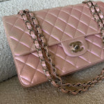 CHANEL Handbag 21K Medium Pink Iridescent Lambskin Quilted Classic Flap SHW -Knockoff
