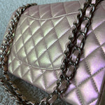 CHANEL Handbag 21K Medium Pink Iridescent Lambskin Quilted Classic Flap SHW -Knockoff
