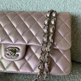 CHANEL Handbag 21K Medium Pink Iridescent Lambskin Quilted Classic Flap SHW -Knockoff
