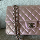 CHANEL Handbag 21K Medium Pink Iridescent Lambskin Quilted Classic Flap SHW -Knockoff
