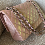 CHANEL Handbag 21K Medium Pink Iridescent Lambskin Quilted Classic Flap SHW -Knockoff
