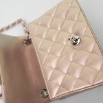 CHANEL Handbag 21K Mini Pink Iridescent Square Lambskin Quilted Classic Flap SHW -Knockoff
