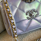 CHANEL Handbag 21K Purple/Blue Iridescent 19 Flap Small MHW -Knockoff
