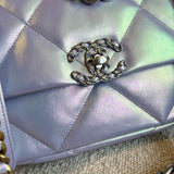 CHANEL Handbag 21K Purple/Blue Iridescent 19 Flap Small MHW -Knockoff
