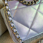 CHANEL Handbag 21K Purple/Blue Iridescent 19 Flap Small MHW -Knockoff
