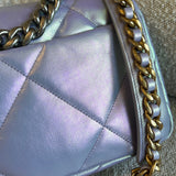 CHANEL Handbag 21K Purple/Blue Iridescent 19 Flap Small MHW -Knockoff
