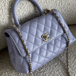 CHANEL Handbag 21K Quilted Coco Handle Lilac Caviar Small LGHW -Knockoff
