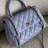 CHANEL Handbag 21K Quilted Coco Handle Lilac Caviar Small LGHW -Knockoff
