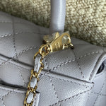 CHANEL Handbag 21K Quilted Coco Handle Lilac Caviar Small LGHW -Knockoff
