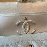 CHANEL Handbag 21K Silver Metallic Caviar Quilted Classic Double Flap Medium Silver Hardware -Knockoff
