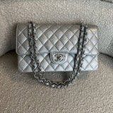 CHANEL Handbag 21K Silver Metallic Caviar Quilted Medium Classic Flap SHW -Knockoff
