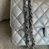 CHANEL Handbag 21K Silver Metallic Caviar Quilted Medium Classic Flap SHW -Knockoff
