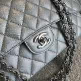 CHANEL Handbag 21K Silver Metallic Caviar Quilted Medium Classic Flap SHW -Knockoff
