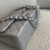 CHANEL Handbag 21K Silver Metallic Caviar Quilted Medium Classic Flap SHW -Knockoff
