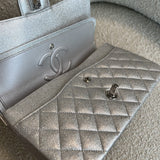 CHANEL Handbag 21K Silver Metallic Caviar Quilted Medium Classic Flap SHW -Knockoff
