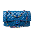 CHANEL Handbag 21P Blue Lambskin Quilted Classic Flap Medium Rainbow Hardware -Knockoff
