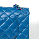 CHANEL Handbag 21P Blue Lambskin Quilted Classic Flap Medium Rainbow Hardware -Knockoff
