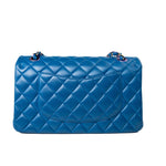 CHANEL Handbag 21P Blue Lambskin Quilted Classic Flap Medium Rainbow Hardware -Knockoff
