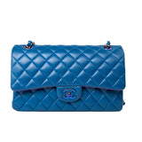 CHANEL Handbag 21P Blue Lambskin Quilted Classic Flap Medium Rainbow Hardware -Knockoff
