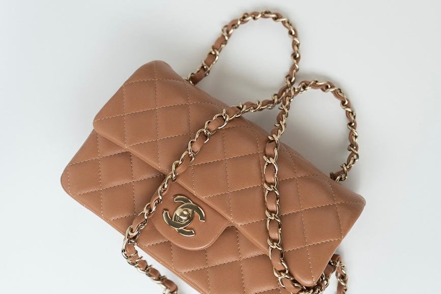 CHANEL Handbag 21P Caramel Lambskin Quilted Mini Rectangular Single Flap LGHW -Knockoff
