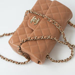 CHANEL Handbag 21P Caramel Lambskin Quilted Mini Rectangular Single Flap LGHW -Knockoff
