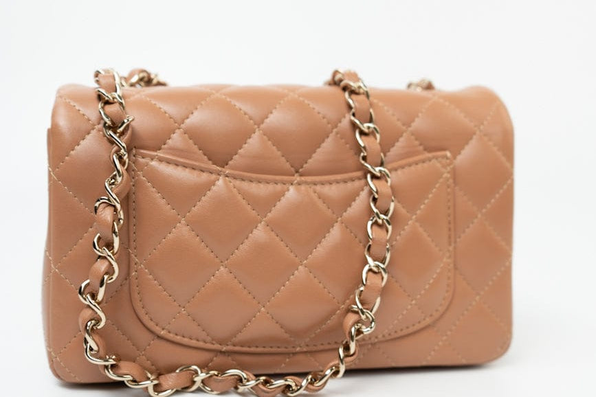 CHANEL Handbag 21P Caramel Lambskin Quilted Mini Rectangular Single Flap LGHW -Knockoff
