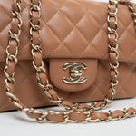 CHANEL Handbag 21P Caramel Lambskin Quilted Mini Rectangular Single Flap LGHW -Knockoff
