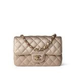 CHANEL Handbag 21P Gold Grained Lambskin Mini Rectangular Flap Light Gold Hardware -Knockoff
