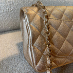 CHANEL Handbag 21P GOLD METALLIC CAVIAR QUILTED MINI RECTANGULAR SINGLE FLAP LIGHT GOLD HARDWARE -Knockoff
