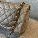 CHANEL Handbag 21P GOLD METALLIC CAVIAR QUILTED MINI RECTANGULAR SINGLE FLAP LIGHT GOLD HARDWARE -Knockoff
