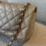 CHANEL Handbag 21P GOLD METALLIC CAVIAR QUILTED MINI RECTANGULAR SINGLE FLAP LIGHT GOLD HARDWARE -Knockoff
